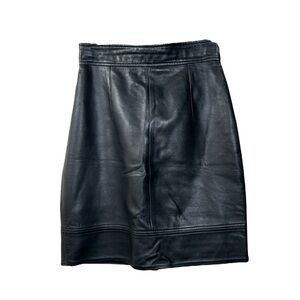 Echtes Leder Black Skirt Knee-Length Midi Black Size 8 Edgy Sophisticated Bold